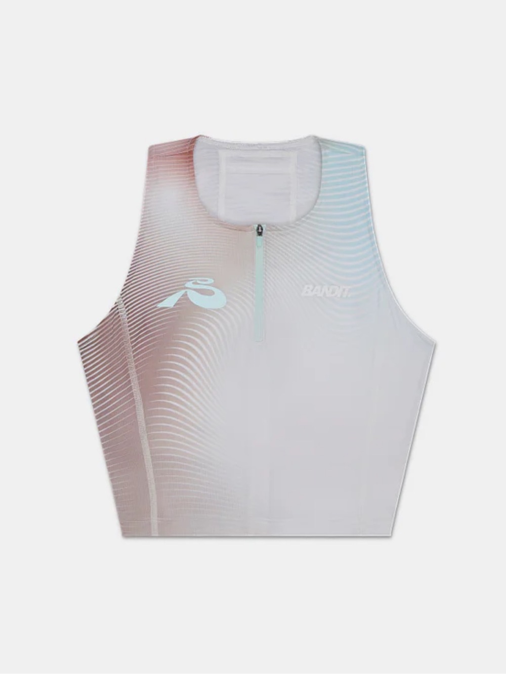 ARES™ ZIP FRONT RACE CROP - MINTY BLUE GRADIENT